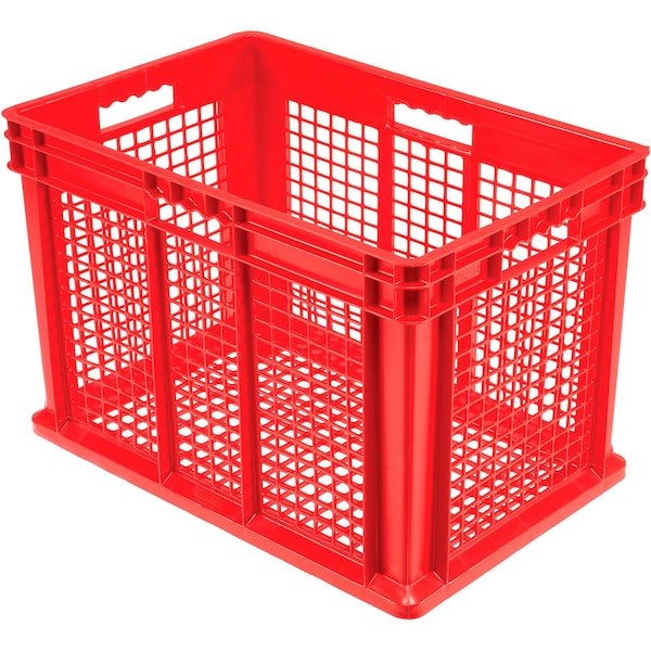 Global Industrial Mesh Straight Wall Storage Container, 23-3/4 in L x 15-3/4 in W x 16-1/8 in H, Red, Plastic 662114RD - main